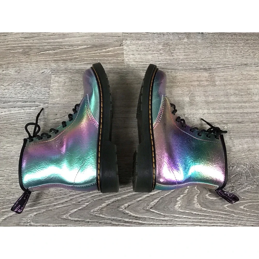Dr Martens Iridescent Boots 1460 J Juniors Youth Size 4 Ankle Boot Purple Green